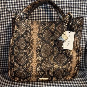 Jessica Simpson; Jessica Brown Snake Print Shoulder Bag